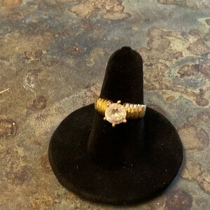 14K Solitaire Ring with CZ Stone - Women's Jewelry